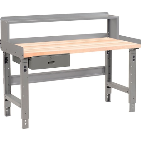 Global Industrial Workbench w/ Maple Square Edge Top & Riser, 72inW x 30inD, Gray 318661